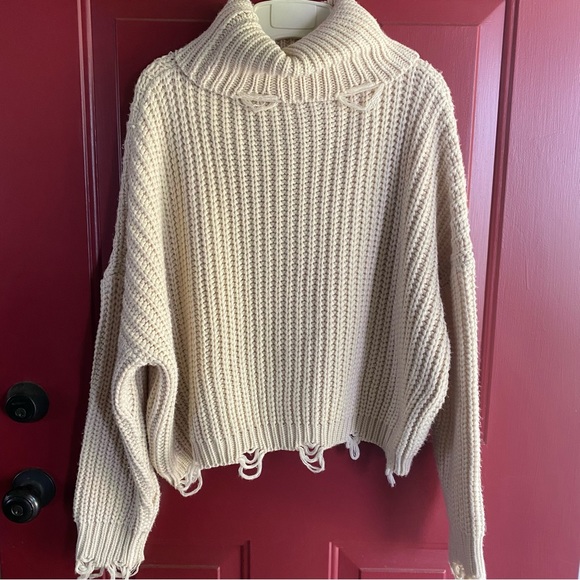 Oversized Knit Distressed Sweater - Picture 2 of 6